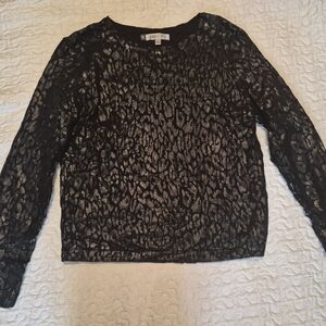 Jennifer Lopez Black Textured Blouse